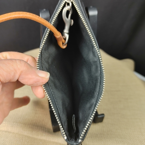 Coach Black Pebbled Leather Wristlet - Picture 6 of 7